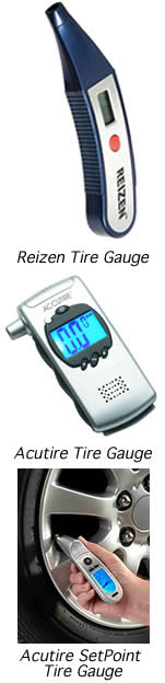 this is an image of Reizen Talking Digital Tire Gauge, Accutire Talking Digital Tire Gauge, Accutire Digital SetPoint Programmable Tire Gauge and a mounted magnifier