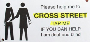 A street-crossing card for deaf-blind individuals; credit Dona Sauerburger