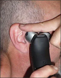Using the index finger as a guide