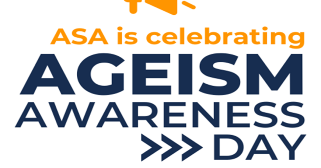 Ageism Awareness Day Logo, provided by the American Society on Aging. Logo says Agism Awareness Day October 7, 2022