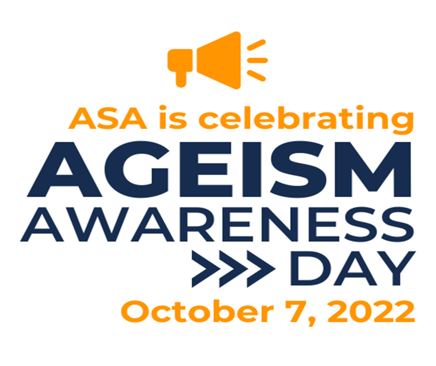 Ageism Awareness Day Logo, provided by the American Society on Aging. Logo says Agism Awareness Day October 7, 2022