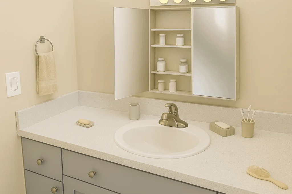 bathtub sink area with little contrast in color