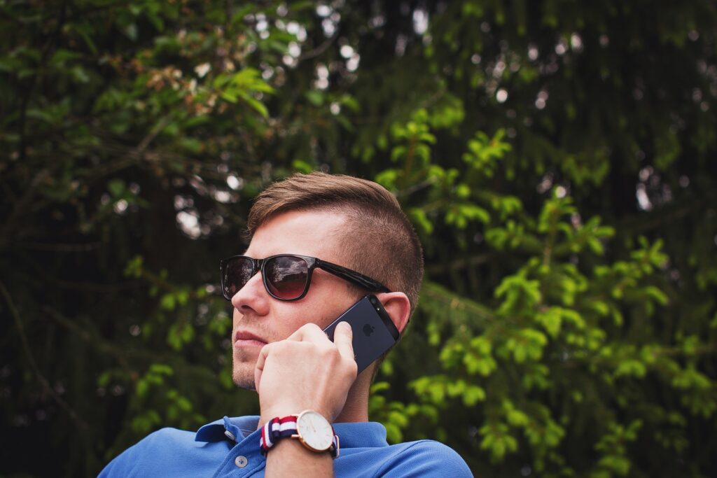 Individual on the telephone
