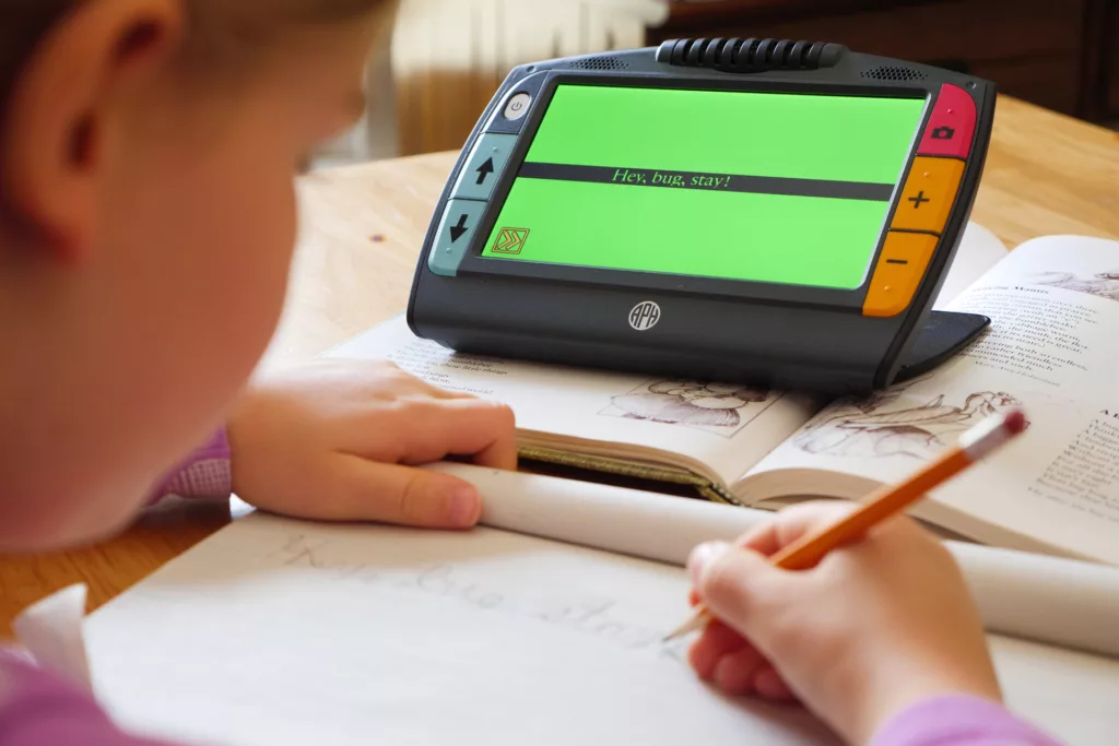 child using the Juno assistive technology