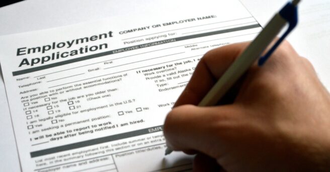 Photo of a job applicatoin being filled out