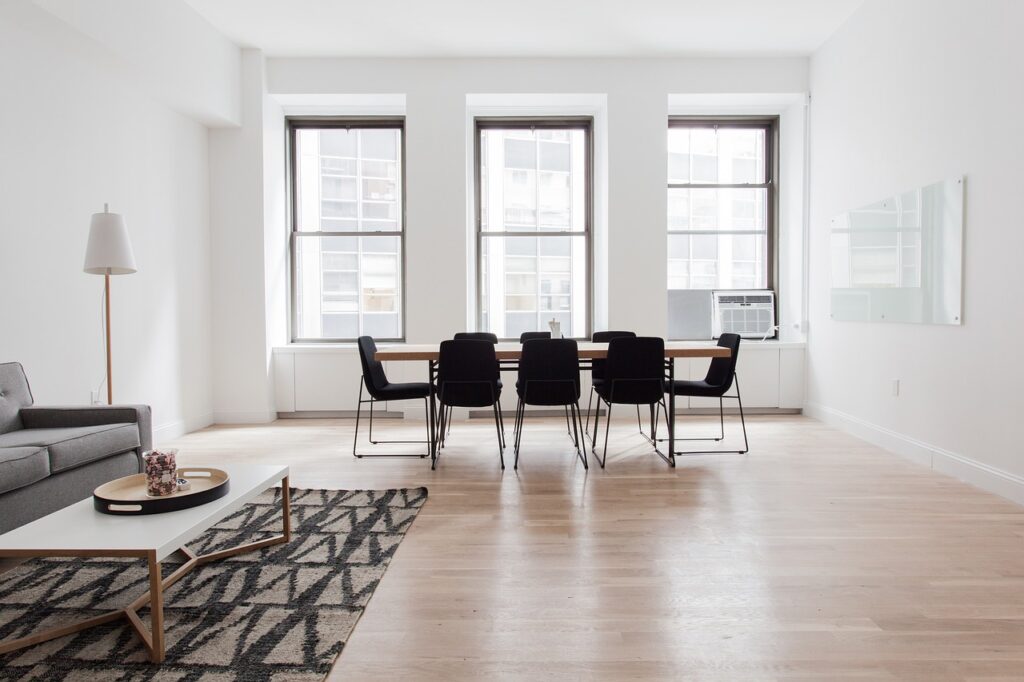 Dining area with high color contrast