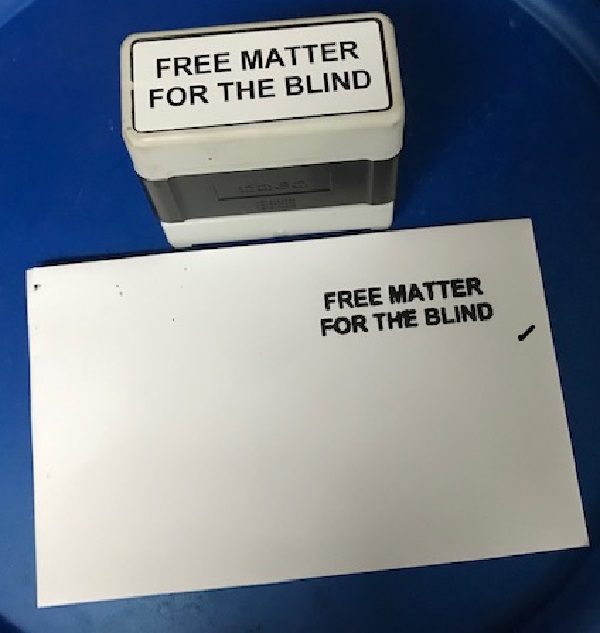 free matter for the blind stamp and envelope with free matter for the blind imprinted