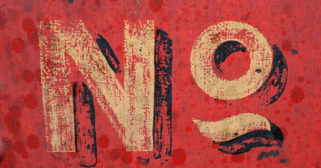 Graphic of word "No" on red background