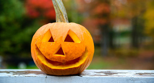 classic jack-o-lantern with triangle eyes and nose, and wide smile