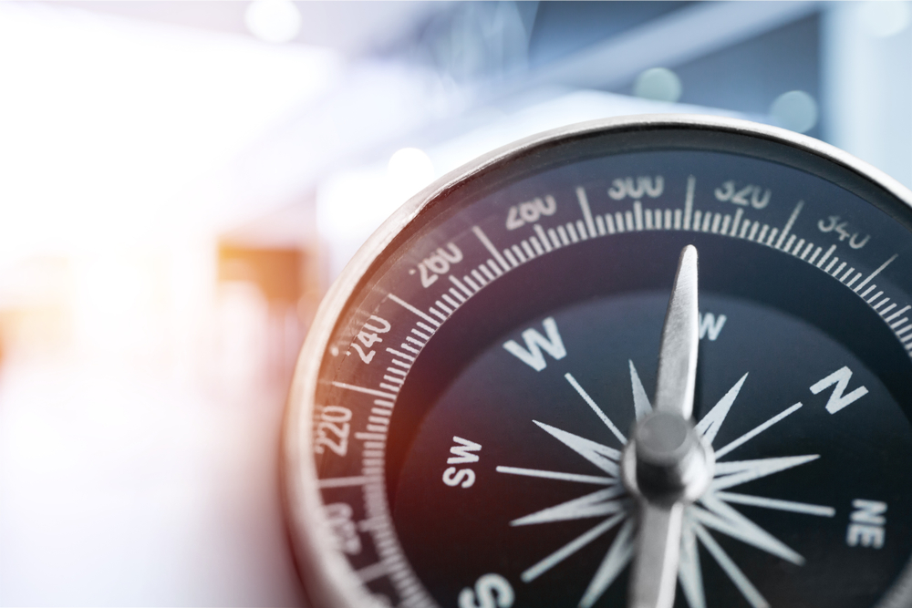 compass pointing northwest