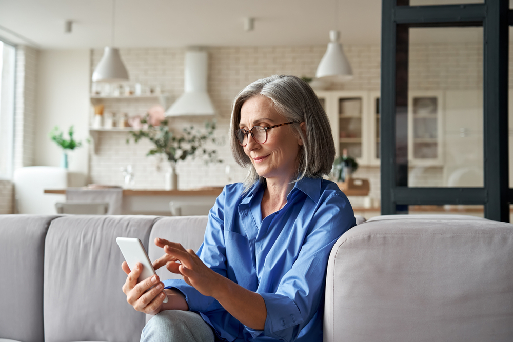 Mature person using a smartphone