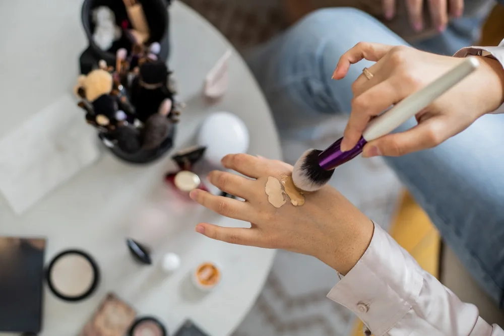 Foundation colors on the back of a hand