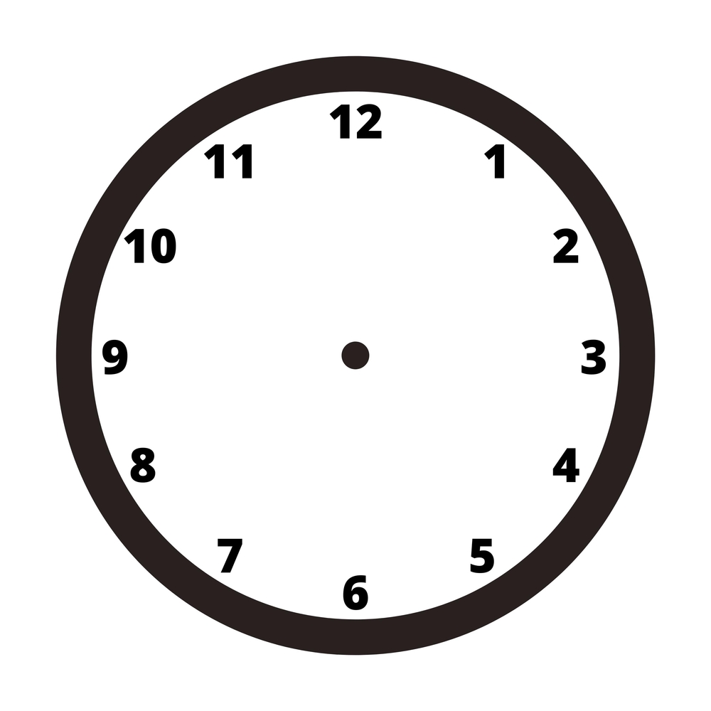 a clock face with numbers 1 through 12