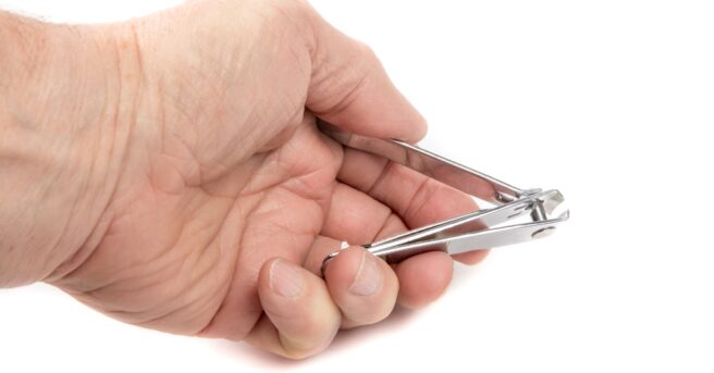 Close-up of a hand holding fingernail clippers