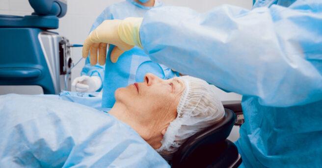 Person having cataract surgery
