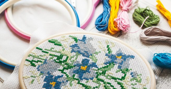 Cross-stitched flowers