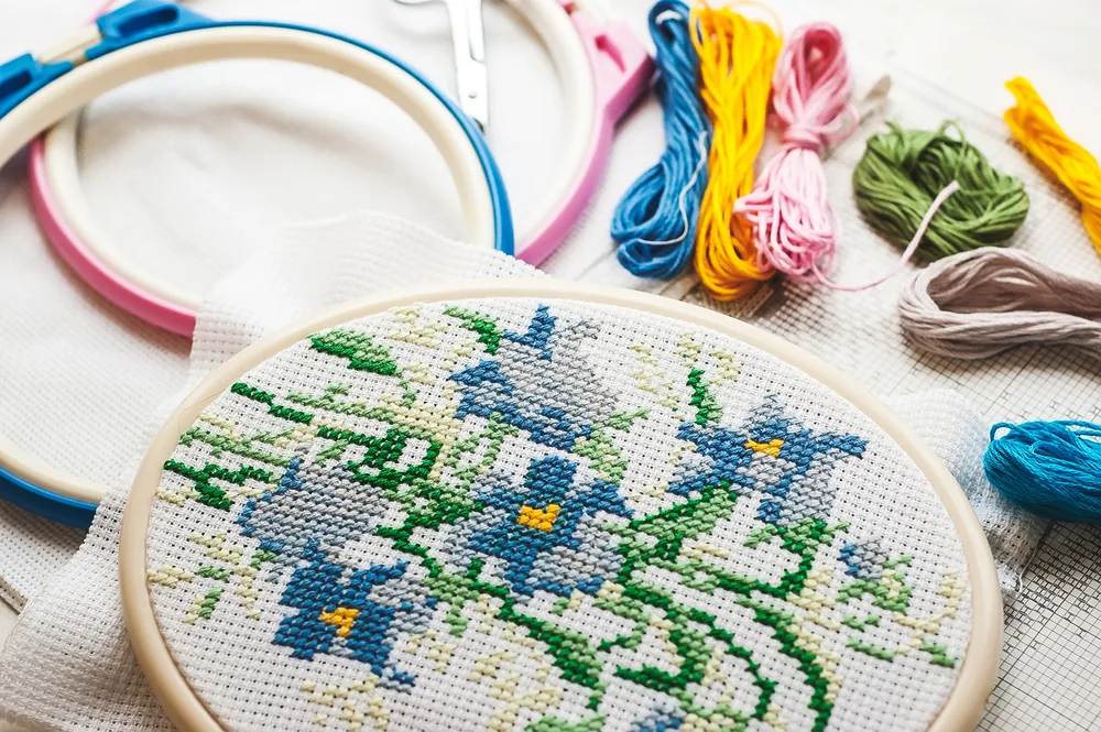 Cross-stitched flowers