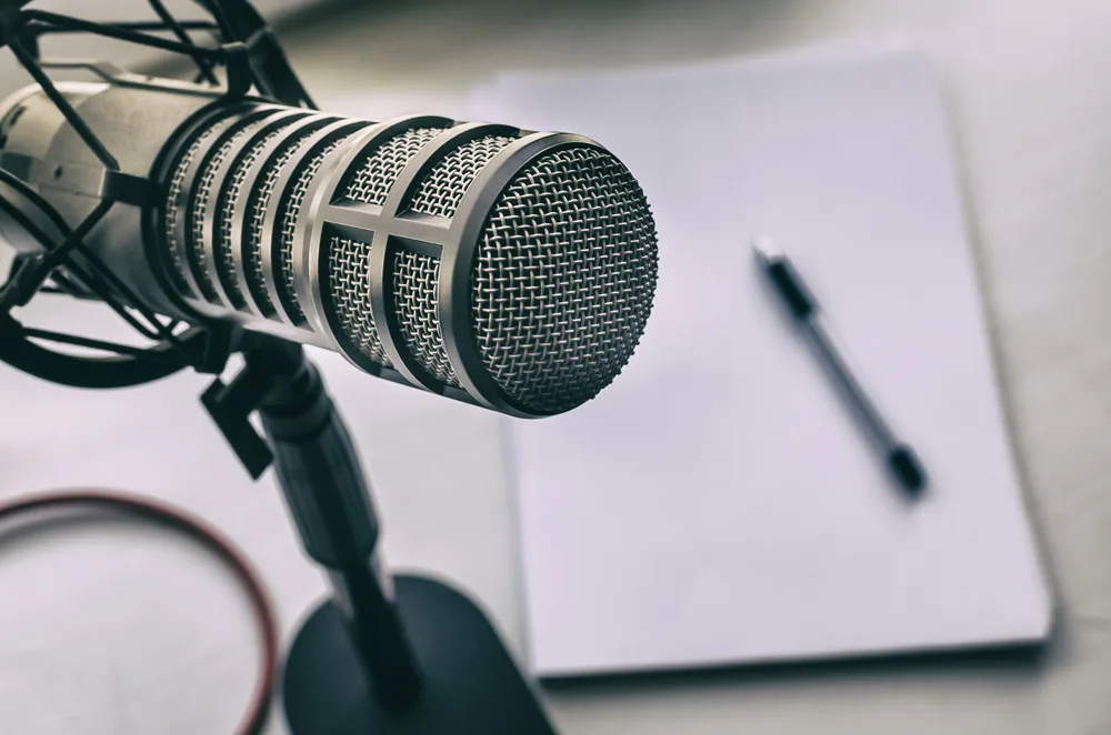 Close-up of a microphone