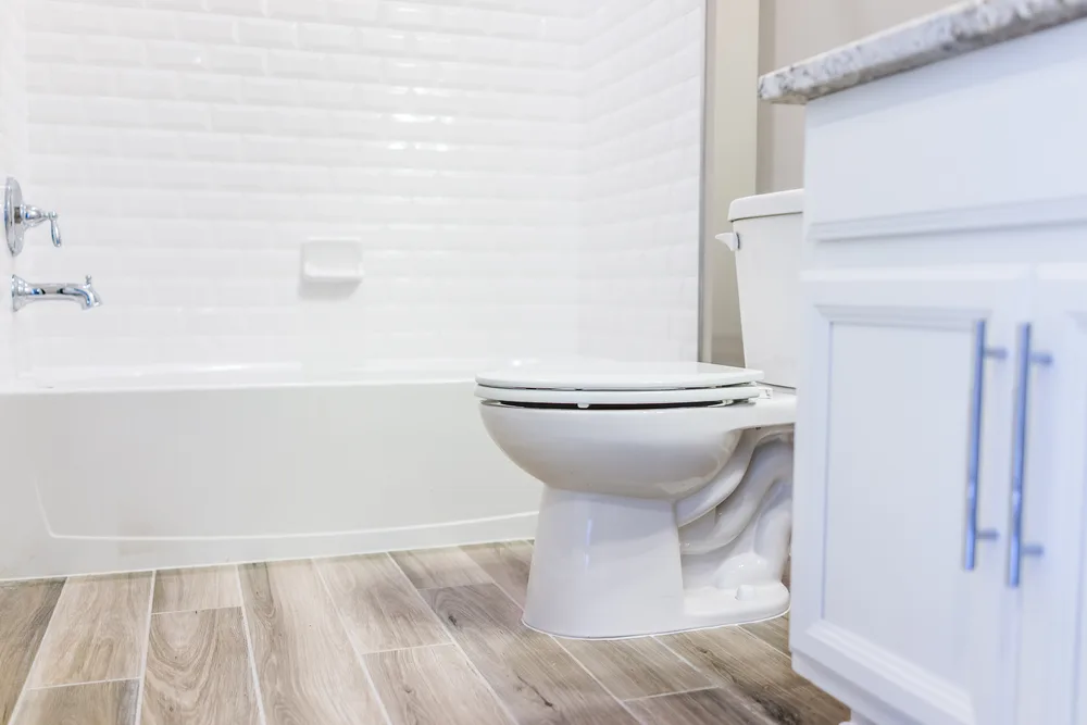 well-lit, clean bathroom