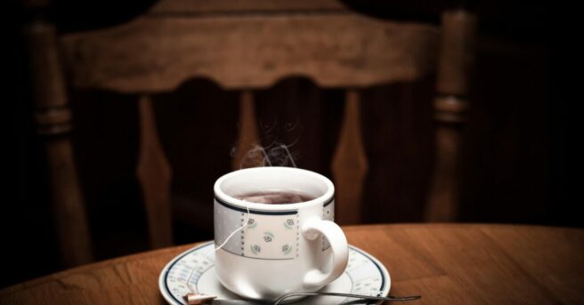 Steaming cup of tea